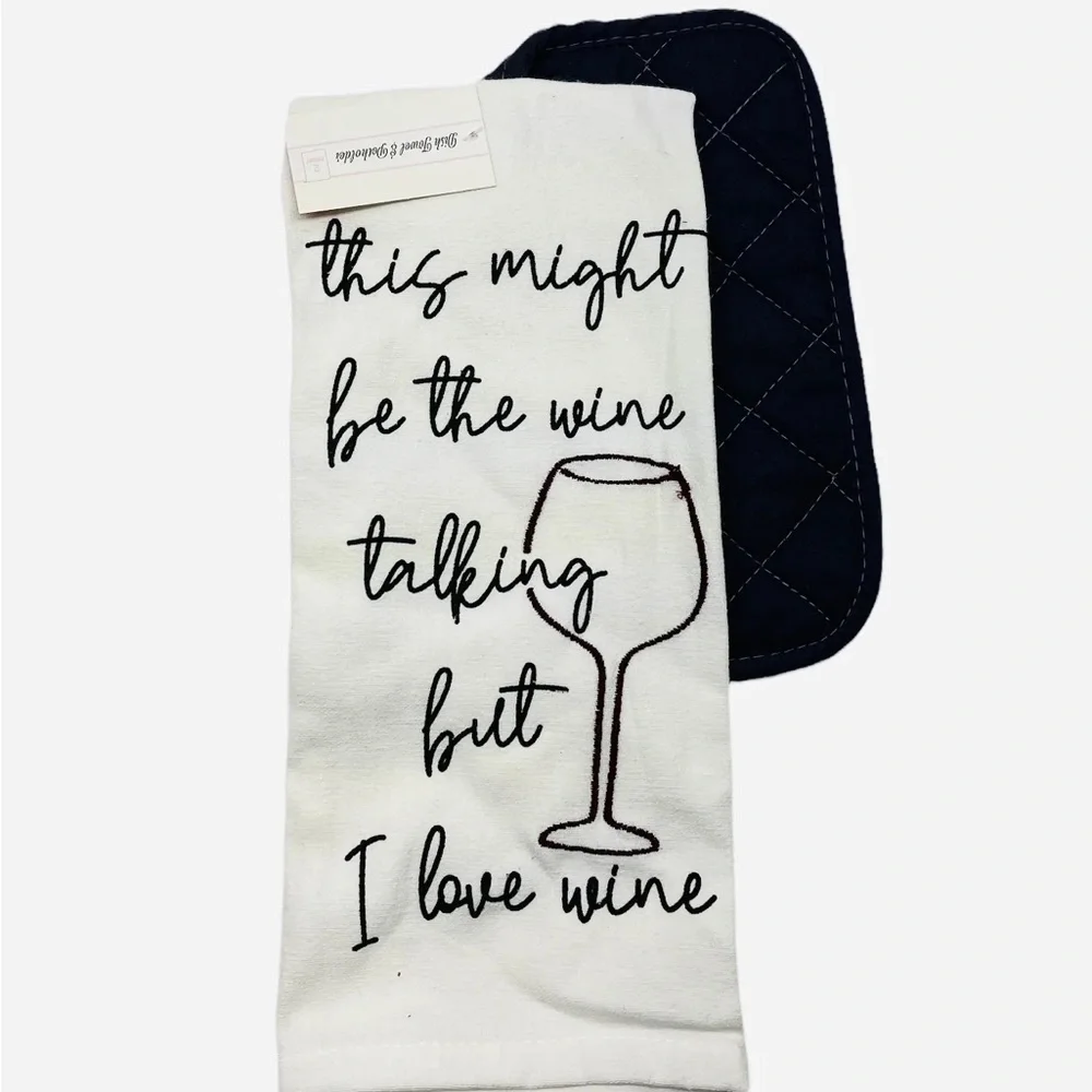 NWT Target Wine kitchen towel and pot‎ sticker set